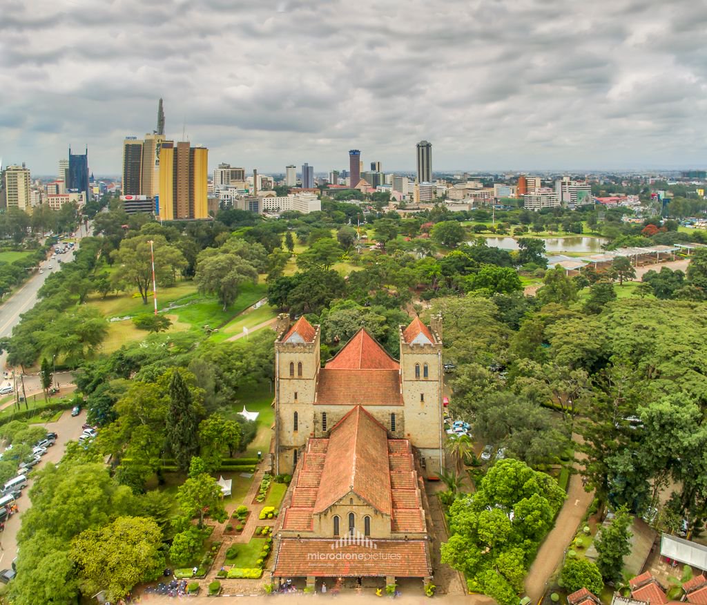 An Overhead Shot of the All Saints Cathedral with Nairobi CBD in the Background || Image Credit: MicroDrone Africa) An Overhead Shot of the All Saints Cathedral with Nairobi CBD in the Background || Image Credit: MicroDrone Africa)