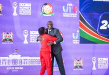 ”Nitawapanga” Ruto Promises Reward to Junior Starlets Ahead of U-17 World Cup. Ruto hugs a Harambee Starlets Player