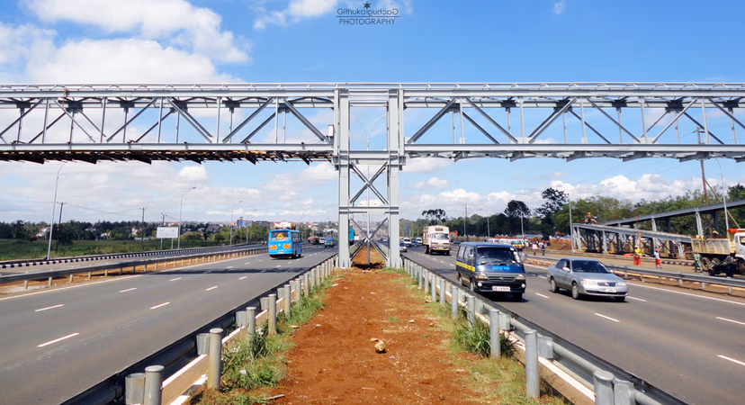FOOTBRIDGE UNDER CONSTRUCTION ALONG THIKA ROAD