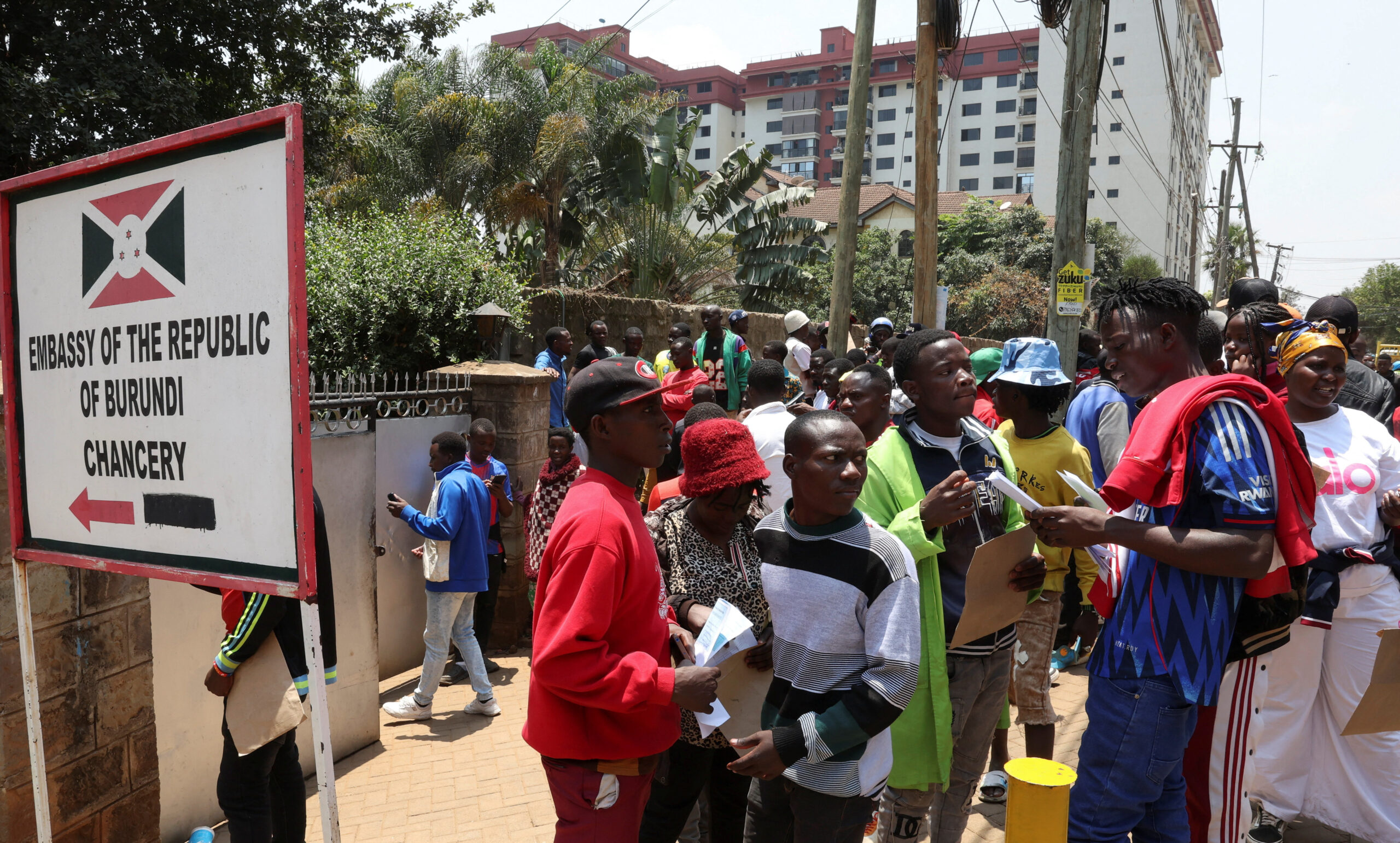Burundi nationals stand outside their country's embassy as they seek travel documents to return to Burundi after Kenyan President William Ruto ordered a crackdown on small-scale traders from abroad, in Nairobi Kenya, September 7, 2026. REUTERS/Monicah Mwangi Burundi nationals stand outside their country's embassy as they seek travel documents to return to Burundi after Kenyan President William Ruto ordered a crackdown on small-scale traders from abroad, in Nairobi Kenya, September 7, 2026. REUTERS/Monicah Mwangi