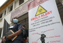 First Group of Ebola Contacts Go home after 21 days in Quarantine Ebola awareness banner Outside The Nairobi Hospital, One of Kenya's Ebola treatment facilities.