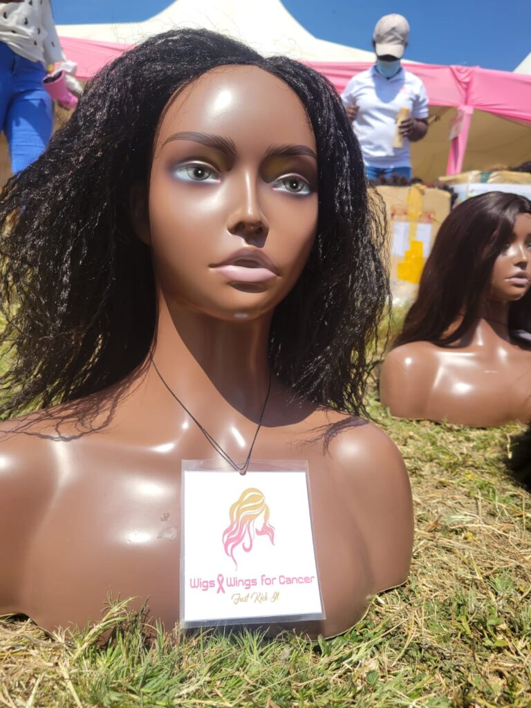 A manikin doned with a wig during a Wigs and Wings event at KNH
