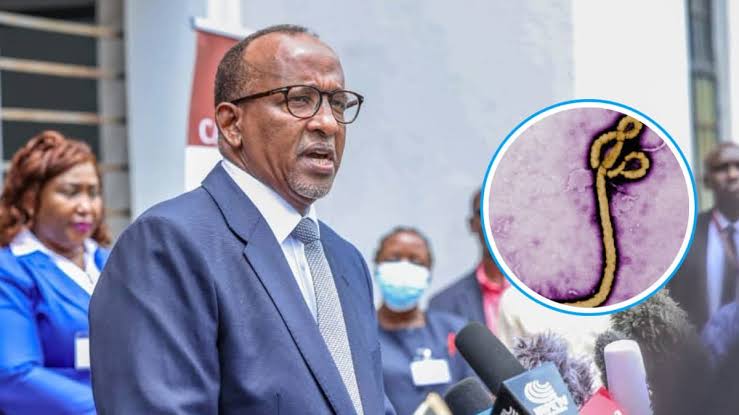 Health Cabinet Secretary Aden Duale,(INSET): Ebola virus under a microscope Health Cabinet Secretary Aden Duale,(INSET): Ebola virus under a microscope